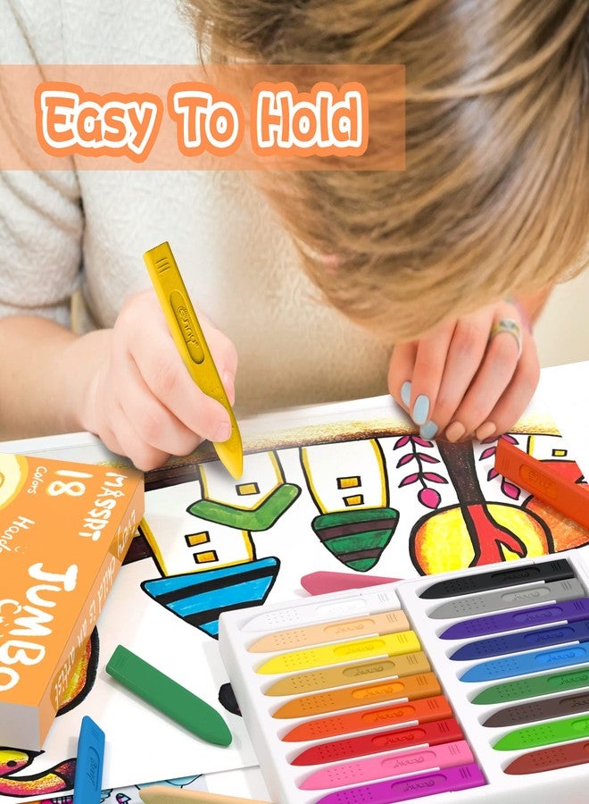 MASSRT Triangle Jumbo Crayons for Toddlers, 18 Colors Mess Free Unbreakable Crayon Gifts, Easy to Hold Washable Crayons for Kids, Safe Coloring Gifts for Babies and Children - Image 5